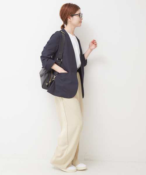 Spick & Span（スピックアンドスパン）の「リネンライクノーカラージャケット（ノーカラージャケット・レディース・ベージュ系その他/ネイビー/ブルー・36/38）」の6枚目の写真