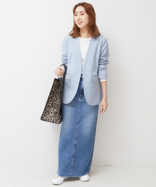 Spick & Span（スピックアンドスパン）の「リネンライクノーカラージャケット（ノーカラージャケット・レディース・ベージュ系その他/ネイビー/ブルー・36/38）」の8枚目の写真