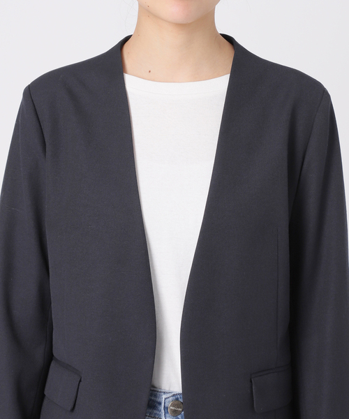 Spick & Span（スピックアンドスパン）の「リネンライクノーカラージャケット（ノーカラージャケット・レディース・ベージュ系その他/ネイビー/ブルー・36/38）」の18枚目の写真