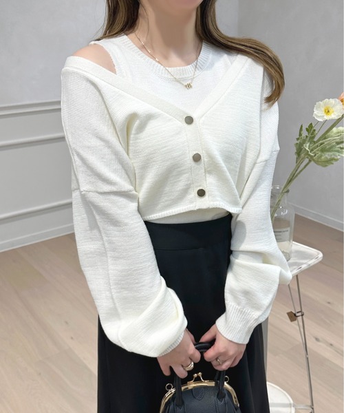 apres jour（アプレジュール）の「2WAYメランジニットアンサンブル【ZOZOTOWN限定アイテム】（アンサンブル・レディース・オフホワイト/ライトブルー/ピンクベージュ・フリー/X-LARGE）」の9枚目の写真