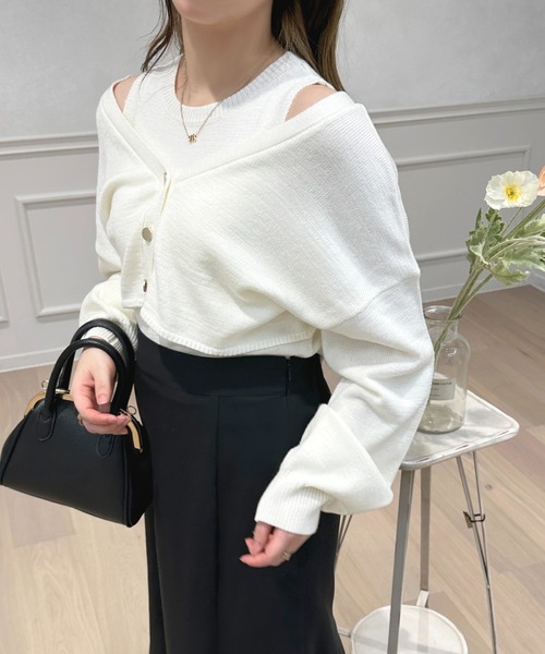 apres jour（アプレジュール）の「2WAYメランジニットアンサンブル【ZOZOTOWN限定アイテム】（アンサンブル・レディース・オフホワイト/ライトブルー/ピンクベージュ・フリー/X-LARGE）」の12枚目の写真