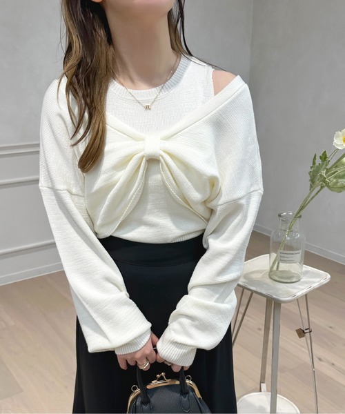 apres jour（アプレジュール）の「2WAYメランジニットアンサンブル【ZOZOTOWN限定アイテム】（アンサンブル・レディース・オフホワイト/ライトブルー/ピンクベージュ・フリー/X-LARGE）」の4枚目の写真