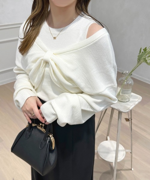 apres jour（アプレジュール）の「2WAYメランジニットアンサンブル【ZOZOTOWN限定アイテム】（アンサンブル・レディース・オフホワイト/ライトブルー/ピンクベージュ・フリー/X-LARGE）」の5枚目の写真