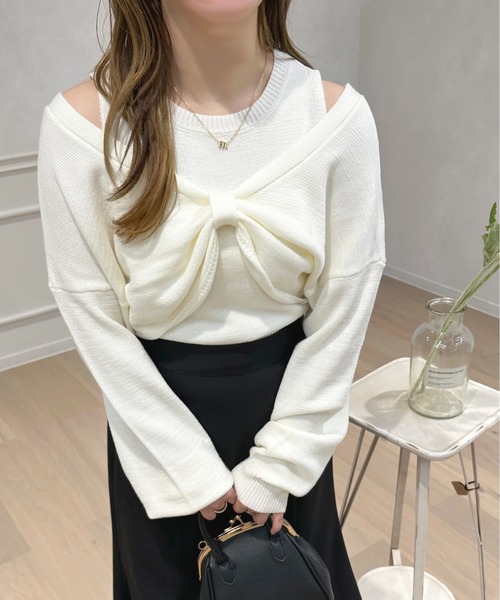 apres jour（アプレジュール）の「2WAYメランジニットアンサンブル【ZOZOTOWN限定アイテム】（アンサンブル・レディース・オフホワイト/ライトブルー/ピンクベージュ・フリー/X-LARGE）」の6枚目の写真