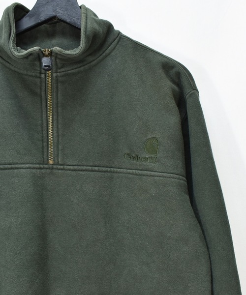 Carhartt(カーハート)の「【ヴィンテージ古着】Carhartt / カーハート ロゴ刺繍 1/4ジップ プルオーバー スウェット(スウェット・メンズ・カーキ・SMALL)」の1枚目の写真