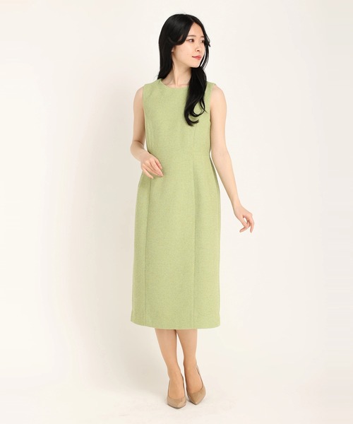 STRAWBERRY-FIELDS（ストロベリーフィールズ）の「ブークレーツィード　ワンピース（ワンピース・レディース・ネイビー/オフホワイト/グリーン・2）」の9枚目の写真