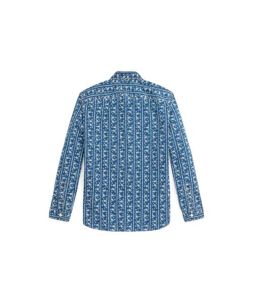 RRL（ダブル アール エル）の「ロゴプリント インディゴ ウーブン 