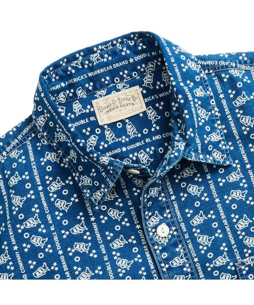 RRL（ダブル アール エル）の「ロゴプリント インディゴ ウーブン 