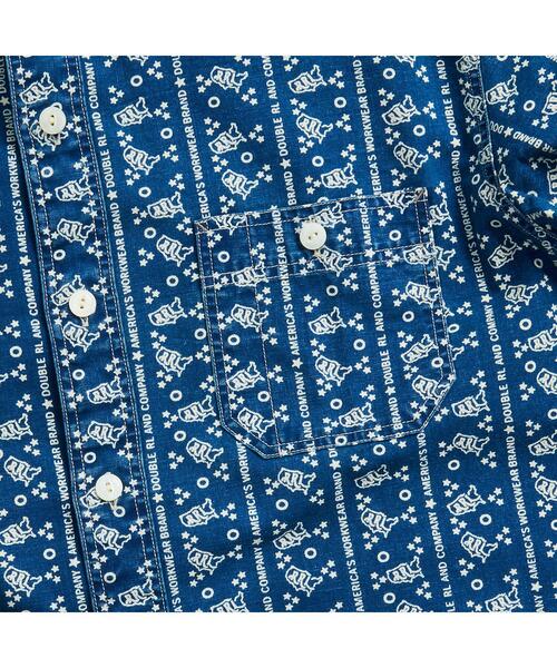 RRL（ダブル アール エル）の「ロゴプリント インディゴ ウーブン 