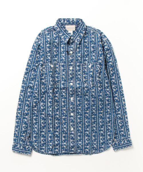RRL（ダブル アール エル）の「ロゴプリント インディゴ ウーブン 