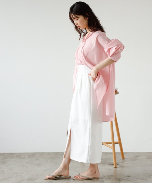 GeeRA(ジーラ)の「リネンタッチハイウエストタイトスカート(スカート・レディース・オフホワイト/ブラック・LARGE/MEDIUM)」の7枚目の写真