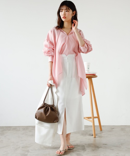 GeeRA(ジーラ)の「リネンタッチハイウエストタイトスカート(スカート・レディース・オフホワイト/ブラック・LARGE/MEDIUM)」の5枚目の写真