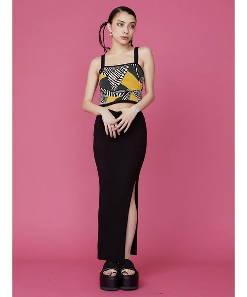 EVRIS(エヴリス)の「ジャガードキャミニット【セットアップ着用可能】(キャミソール・レディース・ブラック/ネイビー/オレンジ・FREE)」の6枚目の写真