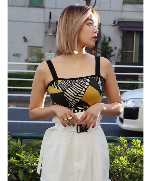 EVRIS(エヴリス)の「ジャガードキャミニット【セットアップ着用可能】(キャミソール・レディース・ブラック/ネイビー/オレンジ・FREE)」の8枚目の写真