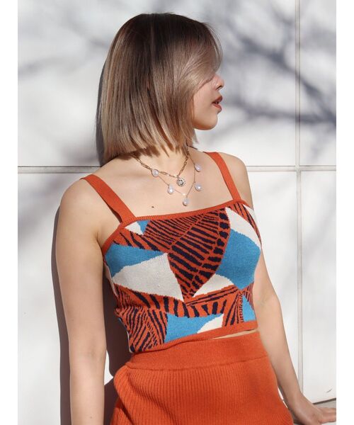 EVRIS(エヴリス)の「ジャガードキャミニット【セットアップ着用可能】(キャミソール・レディース・ブラック/ネイビー/オレンジ・FREE)」の11枚目の写真