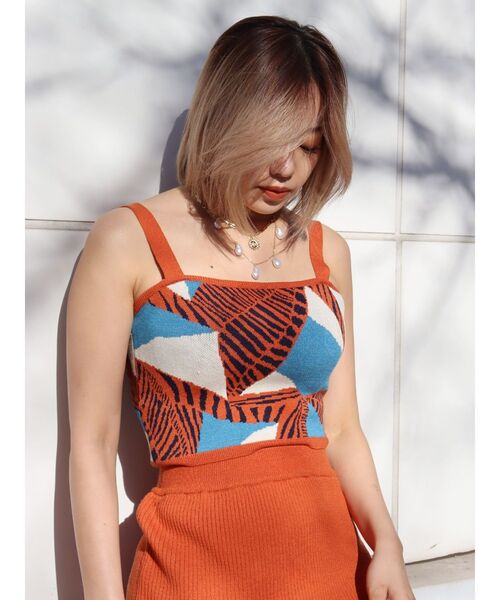 EVRIS(エヴリス)の「ジャガードキャミニット【セットアップ着用可能】(キャミソール・レディース・ブラック/ネイビー/オレンジ・FREE)」の12枚目の写真
