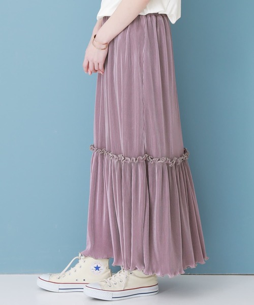 osharewalker（オシャレウォーカー）の「『メローデザインティアードプリーツスカート』（スカート・レディース・ピンク/ブラック・FREE）」の4枚目の写真