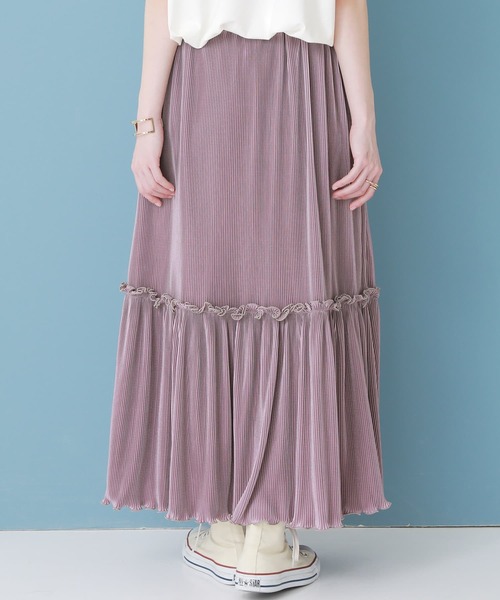 osharewalker（オシャレウォーカー）の「『メローデザインティアードプリーツスカート』（スカート・レディース・ピンク/ブラック・FREE）」の5枚目の写真