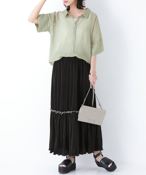 osharewalker（オシャレウォーカー）の「『メローデザインティアードプリーツスカート』（スカート・レディース・ピンク/ブラック・FREE）」の11枚目の写真