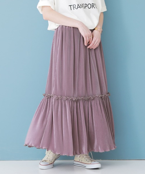 osharewalker（オシャレウォーカー）の「『メローデザインティアードプリーツスカート』（スカート・レディース・ピンク/ブラック・FREE）」の3枚目の写真