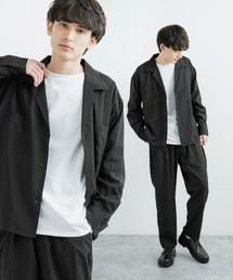 セットアップ オーバーサイズ ビッグ長袖シャツジャケット&テーパードパンツ