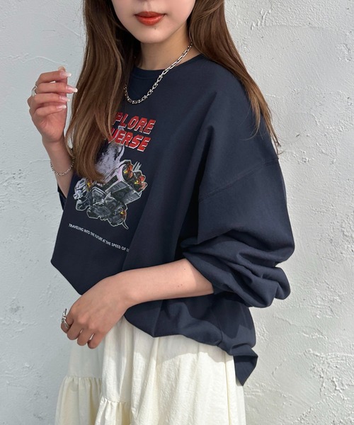 apres jour mignon（アプレジュールミニョン）の「ロックロンT【ZOZOTOWN限定アイテム】（Tシャツ/カットソー・レディース・ナチュラル/ブラック系その他/ブラック/オフホワイト/ホワイト系その他/ネイビー/ダークグリーン・フリー/X-LARGE）」の7枚目の写真