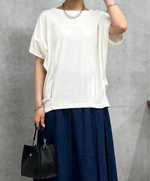 un dix cors(アンディコール)の「接触冷感裾タックプルオーバー(Tシャツ/カットソー・レディース・オフホワイト/グリーン系その他/ブラック・FREE)」の2枚目の写真