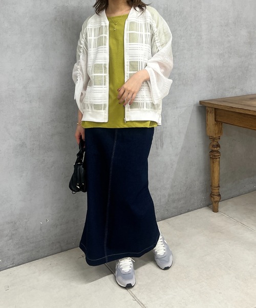 un dix cors(アンディコール)の「接触冷感裾タックプルオーバー(Tシャツ/カットソー・レディース・オフホワイト/グリーン系その他/ブラック・FREE)」の6枚目の写真