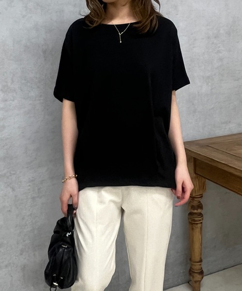 un dix cors(アンディコール)の「接触冷感裾タックプルオーバー(Tシャツ/カットソー・レディース・オフホワイト/グリーン系その他/ブラック・FREE)」の14枚目の写真