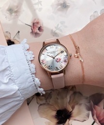 「OLIVIA BURTON/オリビアバートン」 【ギフトセット】ブレスレット＆レディースウォッチセット - サンライトフローラル - ミディ ダスティピンクブラッシュ サンレイ ローズゴールド & ラッキービー