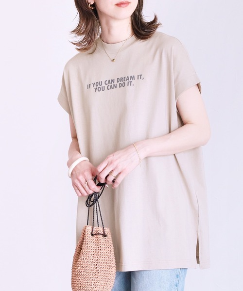 reca（レカ）の「フレンチスリーブロゴTシャツ（Tシャツ/カットソー・レディース・ブラック/オフホワイト/グレイッシュベージュ・FREE）」の11枚目の写真