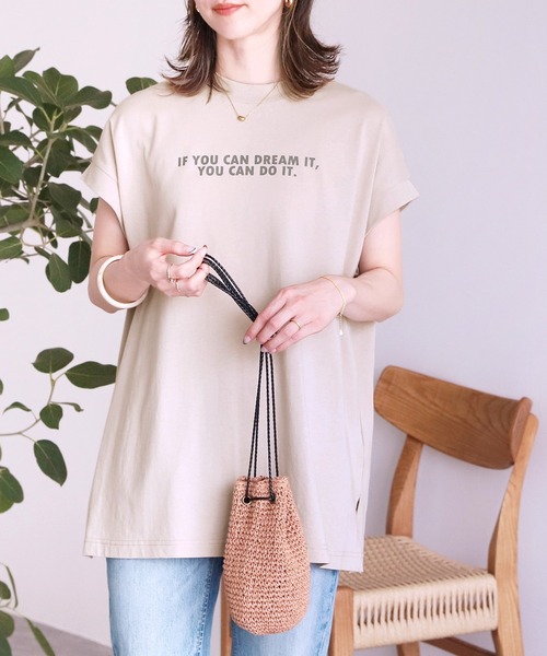 reca（レカ）の「フレンチスリーブロゴTシャツ（Tシャツ/カットソー・レディース・ブラック/オフホワイト/グレイッシュベージュ・FREE）」の12枚目の写真