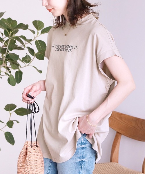 reca（レカ）の「フレンチスリーブロゴTシャツ（Tシャツ/カットソー・レディース・ブラック/オフホワイト/グレイッシュベージュ・FREE）」の14枚目の写真