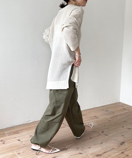 wee9s(ウィークス)の「super loose mesh knit / スーパールーズメッシュニットトップス(Tシャツ/カットソー・レディース・ブラック/アイボリー・FREE)」の3枚目の写真