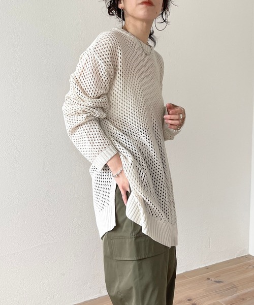 wee9s(ウィークス)の「super loose mesh knit / スーパールーズメッシュニットトップス(Tシャツ/カットソー・レディース・ブラック/アイボリー・FREE)」の18枚目の写真