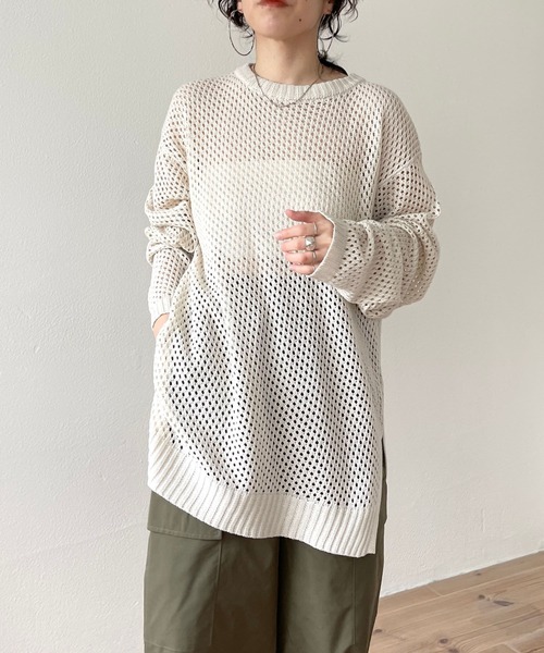 wee9s(ウィークス)の「super loose mesh knit / スーパールーズメッシュニットトップス(Tシャツ/カットソー・レディース・ブラック/アイボリー・FREE)」の17枚目の写真