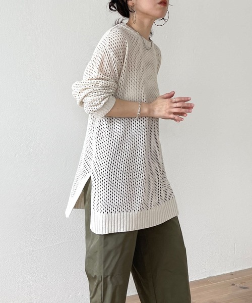 wee9s(ウィークス)の「super loose mesh knit / スーパールーズメッシュニットトップス(Tシャツ/カットソー・レディース・ブラック/アイボリー・FREE)」の11枚目の写真