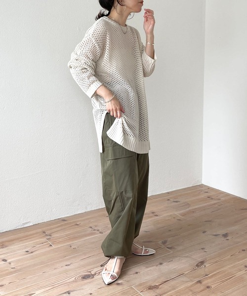 wee9s(ウィークス)の「super loose mesh knit / スーパールーズメッシュニットトップス(Tシャツ/カットソー・レディース・ブラック/アイボリー・FREE)」の10枚目の写真