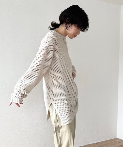 wee9s(ウィークス)の「super loose mesh knit / スーパールーズメッシュニットトップス(Tシャツ/カットソー・レディース・ブラック/アイボリー・FREE)」の12枚目の写真