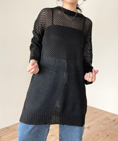 wee9s(ウィークス)の「super loose mesh knit / スーパールーズメッシュニットトップス(Tシャツ/カットソー・レディース・ブラック/アイボリー・FREE)」の9枚目の写真