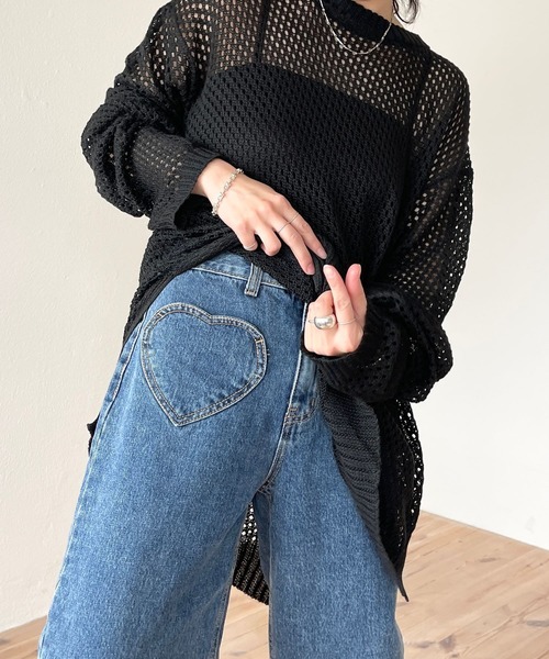 wee9s(ウィークス)の「super loose mesh knit / スーパールーズメッシュニットトップス(Tシャツ/カットソー・レディース・ブラック/アイボリー・FREE)」の16枚目の写真