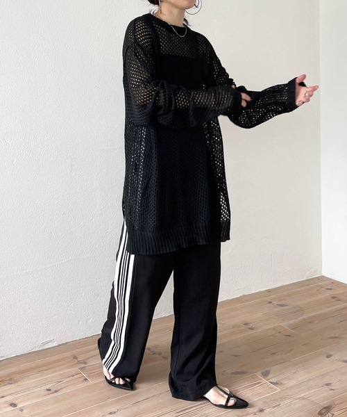 wee9s(ウィークス)の「super loose mesh knit / スーパールーズメッシュニットトップス(Tシャツ/カットソー・レディース・ブラック/アイボリー・FREE)」の6枚目の写真