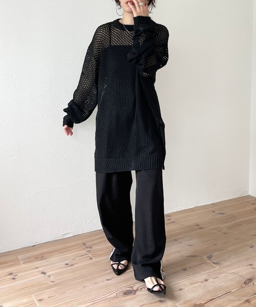 wee9s(ウィークス)の「super loose mesh knit / スーパールーズメッシュニットトップス(Tシャツ/カットソー・レディース・ブラック/アイボリー・FREE)」の13枚目の写真