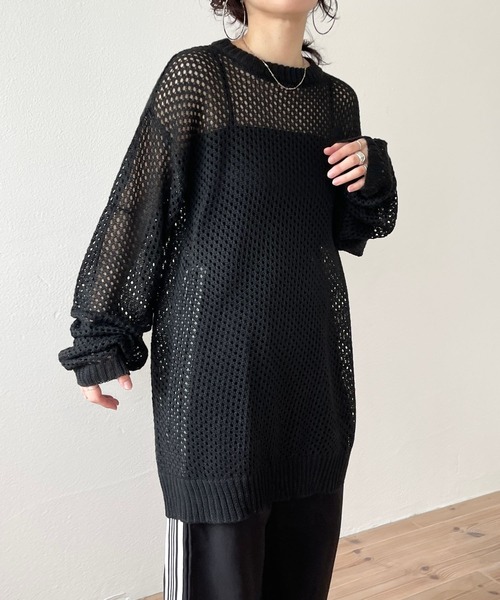 wee9s(ウィークス)の「super loose mesh knit / スーパールーズメッシュニットトップス(Tシャツ/カットソー・レディース・ブラック/アイボリー・FREE)」の20枚目の写真