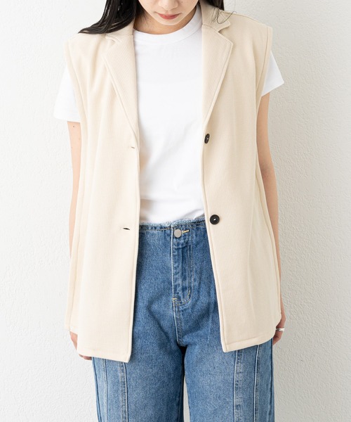 russet（ラシット）の「《qurumu》カノコベスト(KS-076)（ベスト・レディース・ベージュ/ブラック・FREE）」の2枚目の写真