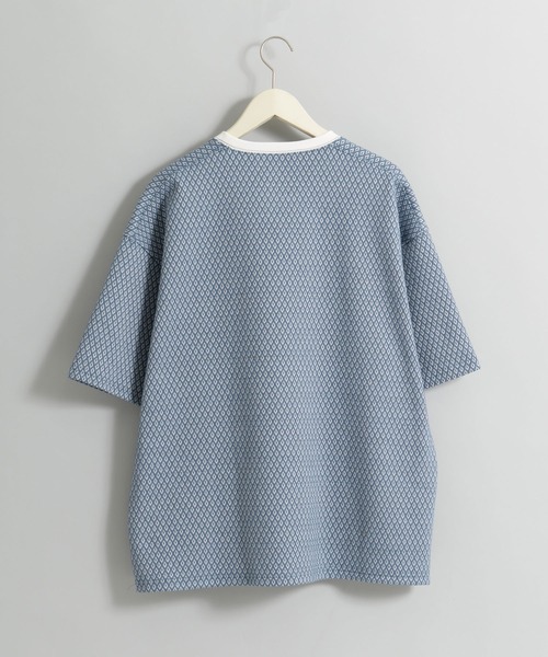 Revo.(レボ)の「Revo. オーバーサイズ ダイヤ柄ジャガード リブ配色 ルーズT(Tシャツ/カットソー・メンズ・ブラック/ブルー/ネイビー・1/2)」の14枚目の写真