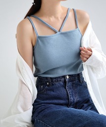 キャミソール（ブルー・ネイビー/青色系）ファッション通販