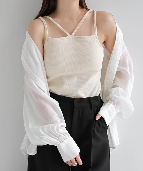 セール】【7色展開】カップ付きホルターネック風キャミソール