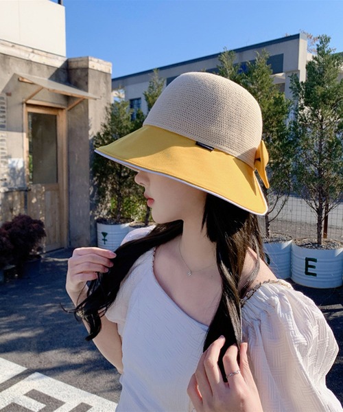 aimoha（アイモハ）の「紫外線対策 バックリボンハット (SS)（ハット・レディース・ブラック/オフホワイト/ベージュ/イエロー/オレンジ・FREE）」の4枚目の写真