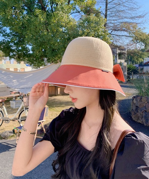 aimoha（アイモハ）の「紫外線対策 バックリボンハット (SS)（ハット・レディース・ブラック/オフホワイト/ベージュ/イエロー/オレンジ・FREE）」の5枚目の写真